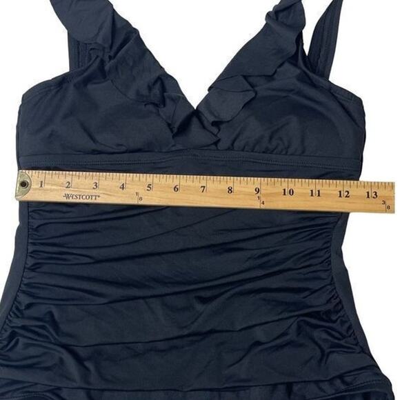 Chaps Slimming Fit Black One Piece Swimsuit Size 8 - Picture 4 of 12